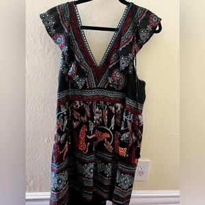 anthropologie floral print black dress